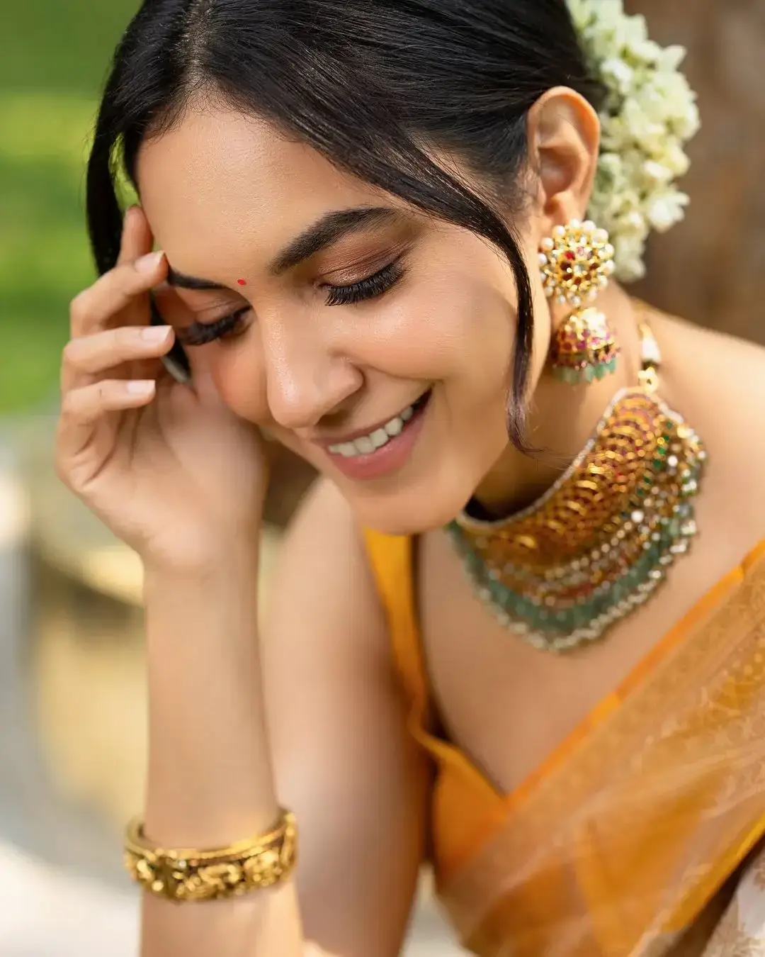 Indian Actress Ritu Varma in Traditional Yellow Saree